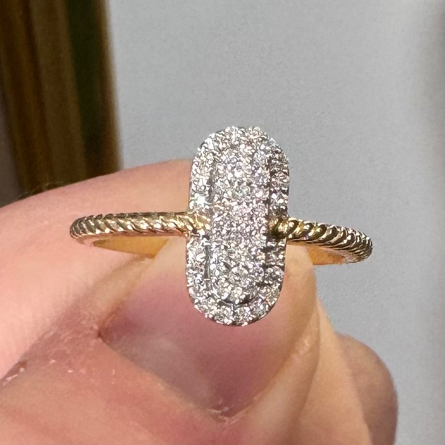 14ky Pave Diamond Rope Ring